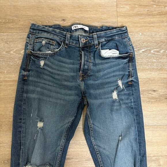 Zara Blue Woman's Distress  High Waisted Skinny Jeans Size 31 - Picture 4 of 6